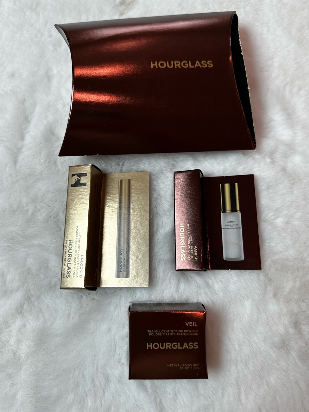 Hourglass Metallic Burgundy and Gold Makeup & Skincare Set